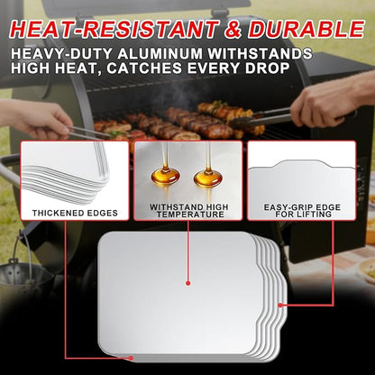 6 Packs BAC458 Drip Tray Liners for Traeger Ranger/Scout Series Grills, Heat-Resistant Foil Liners Replacement for Traeger Ranger Smoker Accessories, Aluminum Tray for Catching Grease 13.1" x 10.25"