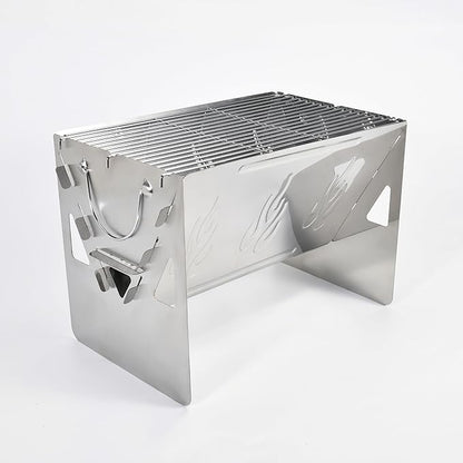 Portable and Foldable Charcoal grills for outdoor ， Fire Pit for Camping ，lightweight and easy-to-assemble small grill, stainless steel with high temperature resistance and easy to clean.