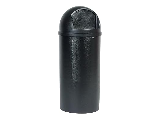 Rubbermaid Commercial Products Marshal Domed Round Trash Can 25-Gallon Black Indoor/Outdoor Garbage Container for Parks/College Campus/Outdoor Shopping Mall/Restroom/Restaurant/School