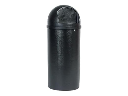 Rubbermaid Commercial Products Marshal Domed Round Trash Can 25-Gallon Black Indoor/Outdoor Garbage Container for Parks/College Campus/Outdoor Shopping Mall/Restroom/Restaurant/School