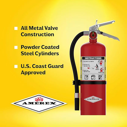 Amerex B402, 5lb ABC Dry Chemical Class A B C Fire Extinguisher, with Wall Bracket, 5 Pack