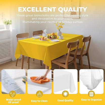 54 Inch X 300 Feet Plastic Table Cover Roll Premium Disposable Plastic Tablecloth for All Type/Shape Tables | Picnic, Party, Banquet, Birthdays, Weddings (Yellow, 54 Inch X 300 Feet)