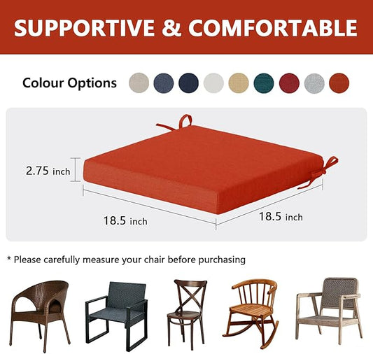 Goodgoods 18.5 x 18.5 Outdoor Chair Cushions Set of 4, Fade-Resistant & Water-Resistant Patio Seat Cushion Pads with Ties, 30D High-Resilience Foam for Dining Room Kitchen Chairs, Quarry Red