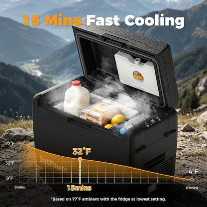 Setpower 12V Refrigerator 34 Quart Car Refrigerator,Keep Cold 24H Car Fridge 12V Fridge,Electric Coolers for Vehicles Car Camping Truck Van RV SUV Road Trip Travel,RF30 PRO fits 2L Bottle