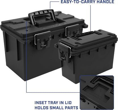 Sheffield Ammo Box Made in USA, Stackable Lockable Ammo Storage Box, Black | XL & Standard Lockable Storage Box, Water & Dust Resistant Dry Box, Secures Hunting Gear, Gun Accessories, Supplies, Bullets