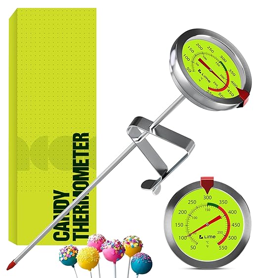 CRAFT911 Candy Thermometer with Pot Clip - Deep Fry Oil Thermometer for Frying and Candle Making (Lemon)