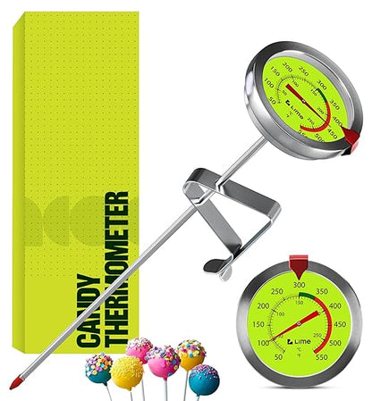CRAFT911 Candy Thermometer with Pot Clip - Deep Fry Oil Thermometer for Frying and Candle Making (Lemon)