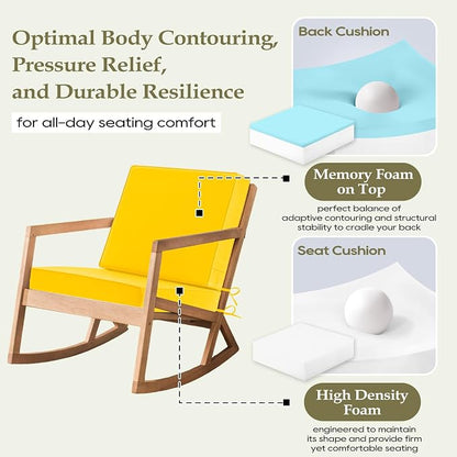 Wellsin Outdoor Deep Seat Patio Cushions, 22 x 22 Waterproof & 3-Year Fade Resistant Outdoor Cushions with Removable Covers,Ties and Handle for Chair, Sofa, Couch, Yellow