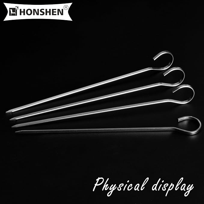 24 pack Flat Stainless Skewers, HONSHEN 7 inch Mini Short Barbecue Needle Barbecue Skewers,Baking Rods,Corn on The Grill (7 INCH Flat BBQ 24P)