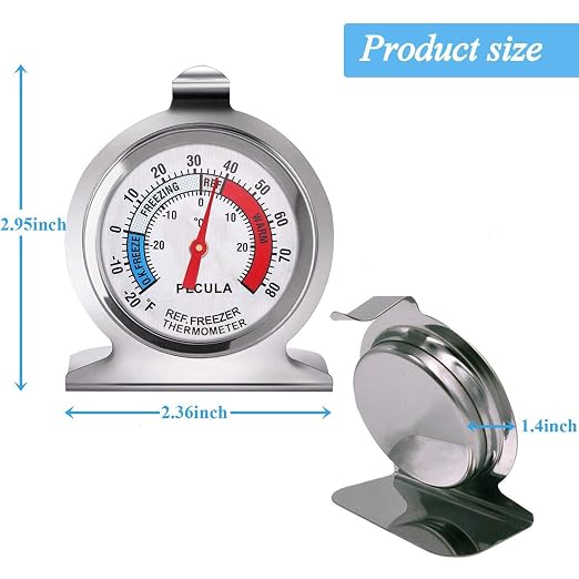 6 Pack Refrigerator Thermometer, 30-30°C/20-80°F, Classic Fridge Thermometer Large Dial with Red Indicator Thermometer for Freezer Refrigerator Cooler