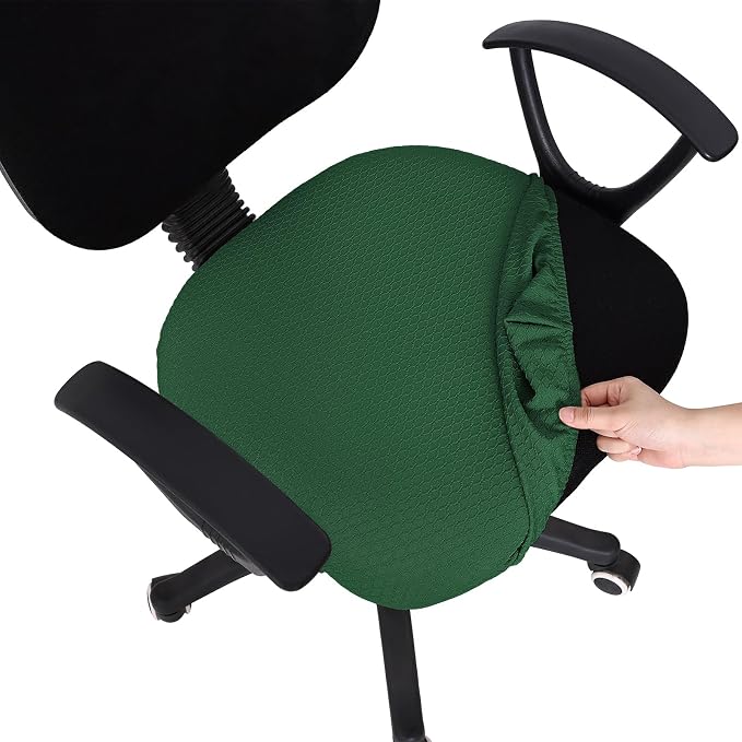 Smiry Office Computer Chair Seat Covers for Desk, Anti-dust Protector | Stretch Jacquard Removable Washable Desk Chair Seat Cushion Protectors, Emerald Green