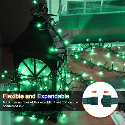 Green String Lights, 46ft 500 LED Plug-in Green Fairy Lights, 11 Modes Twinkle Christmas Lights, Waterproof Lights LED String for Indoor Outdoor Grinch Tree St Patricks Day Decor