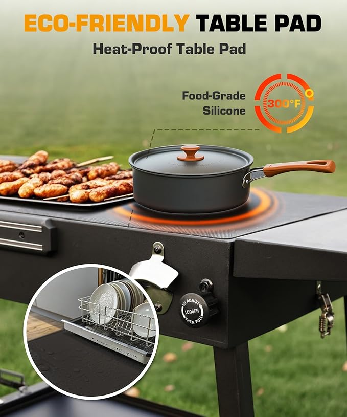 Upgraded Heavy-duty Foldable Grill Stand for Blakcstone, 17" & 22", Height Adjustable, Grill table Desiged for Outdoor BBQ Backyard Camping