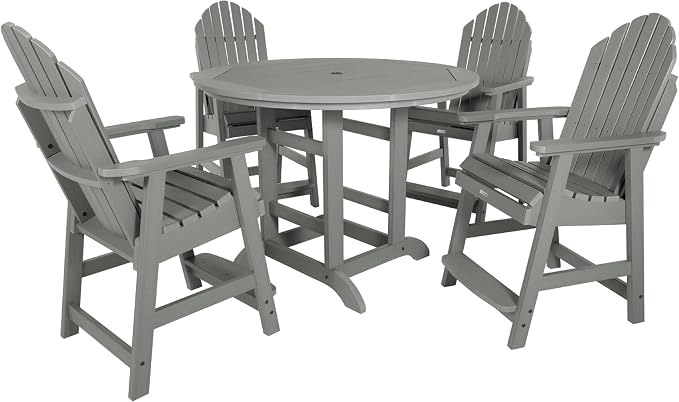 highwood AD-CNA48-CGE Hamilton 5 Piece Round Counter Height Dining Set, Coastal Teak