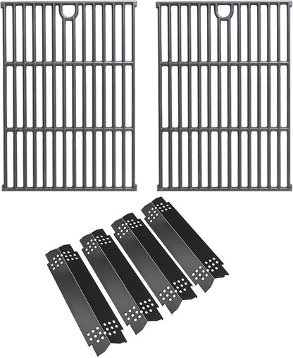 LS'BABQ Grill Replacement Parts for Nexgrill 4 Burner 720-0925 720-0925P 720-0925PG Gas Grill, 4 Pack Porcelain Steel Heat Plates Flame Tamer and 2 Pack Cast Iron Grill Grates