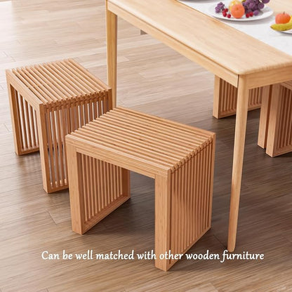 APRTAT Bamboo Dining Bench 17-Inch Indoor Wood Shoe Rack Bench for Entryway | Easy Assemble, Sturdy & Durable,Slatted Design,Versatile Everyday Seating,Living Room Hallway Bedroom Bathroom