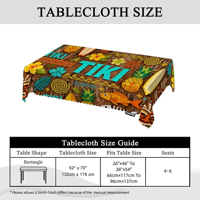 Swono Decorative Rectangle Table Cloth African Pattern, Exotic Geometric Pineapples Fishes Polyester Tablecloth Kitchen Table Cover for Dining BBQ Picnic Coffee Table 50x72, 4-6 Seats