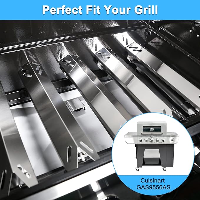 Grill Parts for Cuisinart GAS9556AS GAS9556ASO, Grill Grates & Grill Burners & Heat Tents for Cuisinart 5 Burner Gas Grill GAS9556AS