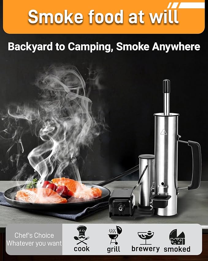 Cold Smoke Generator for Any Grill - 304 Stainless Steel Smoker Tube, Double Tube to Cut Tar for Non Greasy Taste, Anti Scald Handle for Camping/Backyard BBQ Best Gifts for Men Dad Husband BBQ Lovers