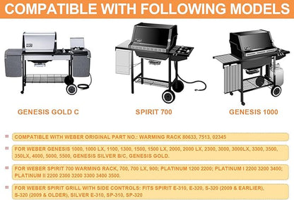 7513 Grill Warming Rack for Weber Genesis 1000 Parts Genesis 1000-5500, Genesis Silver/Gold C & B, 80633 Raised Grill Rack for Weber Spirit 700 Genesis Platinum Grill Stainless Steel 24.9"x4.7"