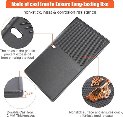 QuliMetal Reversible Griddle Replacement Parts for Weber Genesis II/II LX 400 Series, E410, E415, E435, LX E-440 - 1 Pack