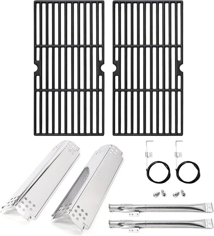 Grill Replacement Parts for Nexgrill 2 Burner 720-0864, 720-0864M, Cast Iron Grill Grates, Heat Plates, Burners and Igniters Kit for Nexgrill Parts 2 Burner