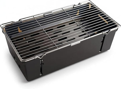 BBQ Charcoal Grill Portable Outdoor Fire Pit Grill Skewer Rack Folding Camping Grill Ideal (Dimensions: 17.7x6.7x5.5 inches) The sheet is 2mm thick and weighs 9.48 pounds