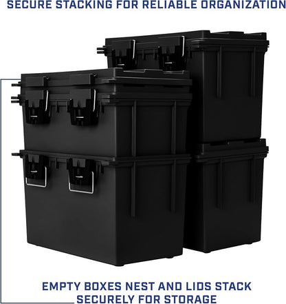 Sheffield XL Ammo Box Made in USA, Stackable Lockable Ammo Storage Box | 2 Pack Lockable Storage Box, Water and Dust Resistant Dry Box, Secures Hunting Gear, Gun Accessories, Supplies, and Bullets