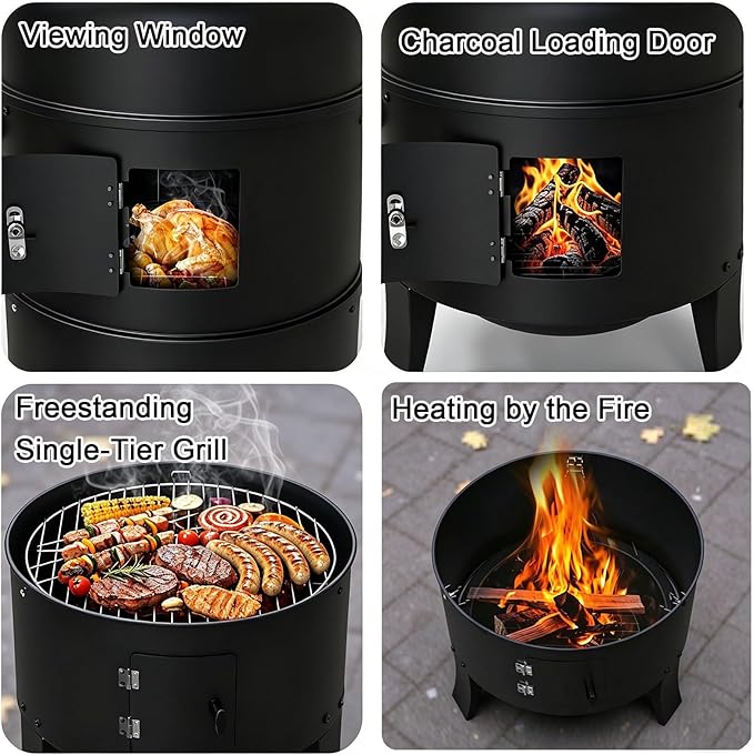 Charcoal Roast Duck Oven with Observation Window Steel Barbecue Grill with Various Accessories 360° Even Heating Triangular Stability for Roasting Duck, Turkey, Lamb, Pork, and Poultry