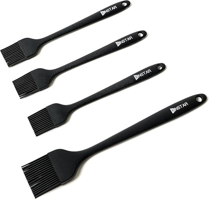 4 Pack Silicone Basting Pastry Brushes; Heat Resistant Pastry Brush ;Enhance Your Grill and Baking Skills with Our Heavy-Duty Steel Core Brush - Ideal for Cooking Enthusiasts and Pros Alike