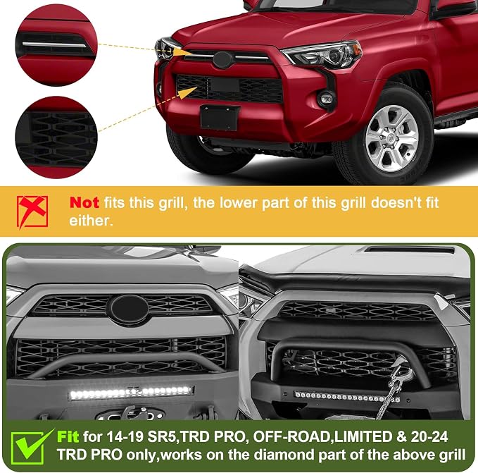 Led Grill Lights for 2014-2019 Toyota 4runner trdPro Grille Emblems | Trd Pro SR5 Off-Road Limited Grille Grills Light, Raptor Lights for 4Runner TRD Pro 2020 2021 2022 2023 2024