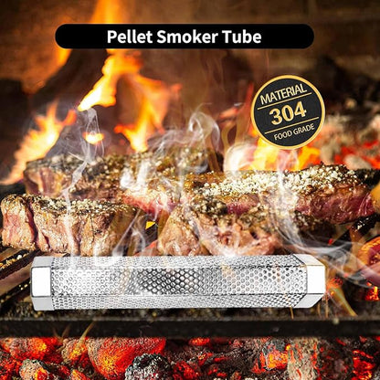 MAISHI 12-Inch Pellet Smoker Tube, Food Grade 304 Stainless Steel for Hot or Cold Smoking, 5+ Hours of Flavorful Smoke for BBQ, Meat, Cheese, Fish&More Durable Grill Smoker Generator for Wood Pellets