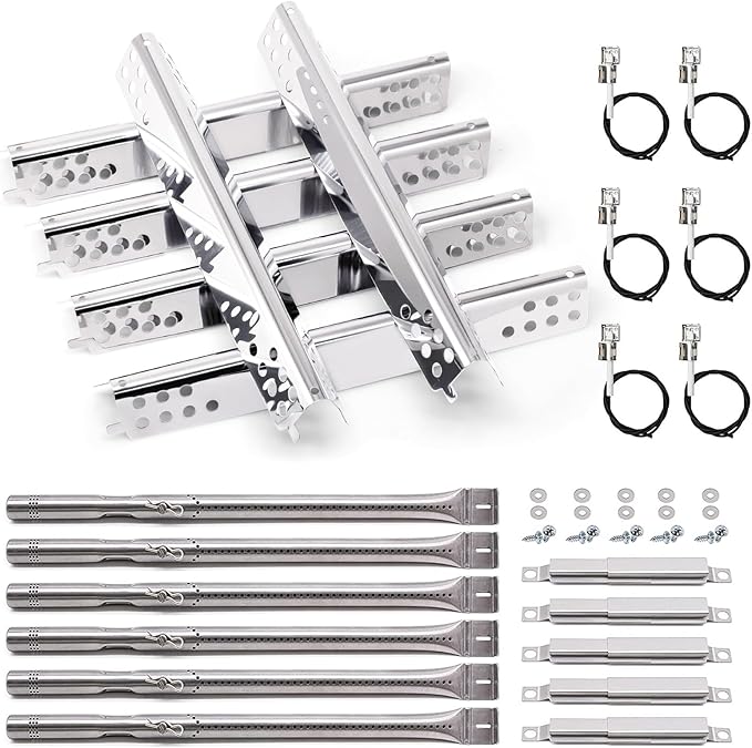 Criditpid Grill Replacement Parts for Charbroil Advantage 6 Burner 463240115, 463235815, Charbroil 463344015, 463432215, 463343015 Gas Grill. Burner Tube, Heat Plate, Carryover Tube and Igniter.