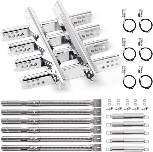 Criditpid Grill Replacement Parts for Charbroil Advantage 6 Burner 463240115, 463235815, Charbroil 463344015, 463432215, 463343015 Gas Grill. Burner Tube, Heat Plate, Carryover Tube and Igniter.