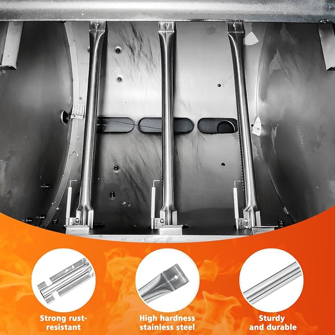 Hisencn Grill Kit with Burners, Plates & Igniter for Char-Griller 3070 | Replacement Parts for Char-Griller Texas Trio 3070 Grill, Durable & Easy Install