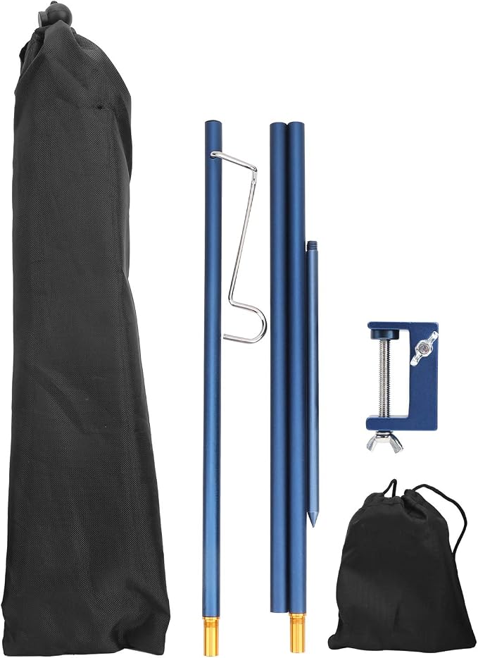 CHICIRIS Aluminum Alloy Light Stand, Portable Foldable Stainless Steel Hook Camping Lamp Pole with Storage Bag, for Outdoor Camping Picnic BBQ