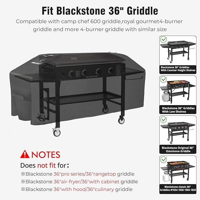 Griddle Cover for Blackstone 36" Griddle,2026 Upgraded 1000D Heavy Duty Waterproof Flat Top Grill Cover,Tear and Fade Resistant Grill Cover with Straps for Blackstone 1528 and More 4-Burner Griddle