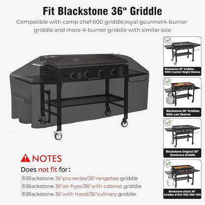 Griddle Cover for Blackstone 36" Griddle,2026 Upgraded 1000D Heavy Duty Waterproof Flat Top Grill Cover,Tear and Fade Resistant Grill Cover with Straps for Blackstone 1528 and More 4-Burner Griddle
