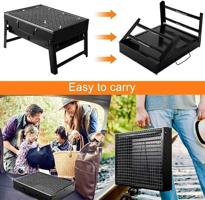 Portable Barbecue Charcoal Grill Stainless Steel Small Mini BBQ Tool Kits for Outdoor Cooking Camping