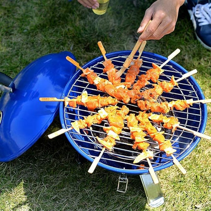 Barbecue Charcoal Grill Portable Charcoal Grill Stainless Steel Round Outdoor Barbecue BBQ Grill Enamel Stove for Cooking Picnic Charcoal BBQ Grill(Black)