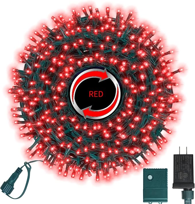 500 LED Red String Lights, 46ft 11 Modes Plug in Twinkle Fairy Lights, Waterproof Connectable Cluster Christmas Lights for Christmas Tree, Valentine's Day, Bedroom & Party Decor