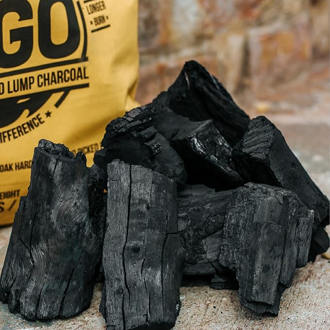 FOGO Premium Hardwood Lump Charcoal, Natural Large Sized Lump Charcoal, 17.6 Pound Bag and FOGO Fogostarters Natural Fire Starters, 30 Count Box, Bundle