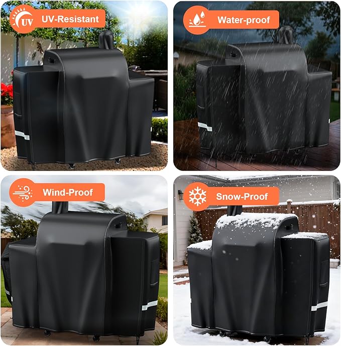Grill Cover for Pit Boss Platinum Laredo 1000 Wood Pellet Grills, PB1000PL - 600D Heavy Duty Waterproof Fade Resistant Pit Boss Laredo 1000 Grill Cover with Portable Handle and Reinforced Hem