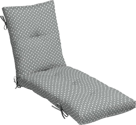 Arden Outdoor Tufted Chaise Cushion, earthFIBER, 22x76, Stone Grey Dot | Plush Comfort, Modern Tuft, Lounge Cushion, Rain-Proof, Fade Resistant, Cushion for Chaise Lounger, Mold and Mildew Resistant