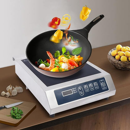 Commercial Induction Cooktop Burner for Kitchen, 1800W High Power Electric Countertop Stove, Portable Cooking Appliance for Home, Restaurant, Chef