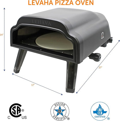 Flame King LEHAVA 14-inch, 360 Degree Rotating Non-Stick Pizza Stone, Portable Outdoor Propane Pizza Oven Countertop with Cover Bag, Piezo Auto Ignition for Camping, Backyard, and Tailgating
