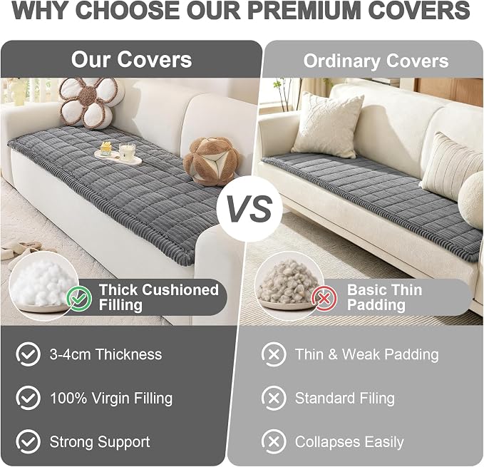 OstepDecor Couch Cover for Dogs, Washable Non Slip Sofa Cover for Pets | Soft Couch Covers for Sofa, Loveseat and Sectional, Furniture Protector Against Pet Hair & Dirt (20" x 24", Dark Grey)