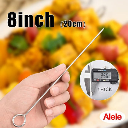 30 Pcs 8 Inches Poultry Lacers,Alele Turkey Pins Stainless Steel Skewers for Trussing Turkey and Poultry Shish Kebab Kabob Skewers
