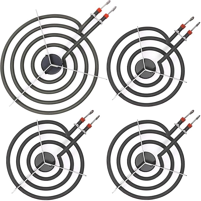 AMI PARTS SP22YA Electric Range Burner Element Unit Set Replacement Fit for G-E Hot-point Ro-per Ken-more Range Stoves (1 x WB30X253 8" & 3 x WB30X254 6")