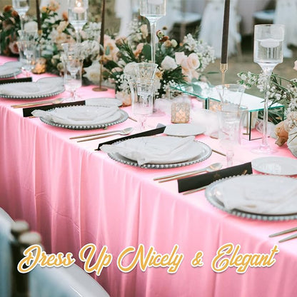 BRILLMAX 6 Pack Pink Tablecloths 70x120 Inch for 6-8ft Rectangle Tables | 150 GSM Polyester Fabric, Universal Fit, Water, Stain & Wrinkle Resistant Cloth Cover for Wedding Reception Banquet Party